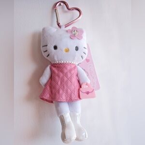 Rare Hello Kitty Long Leg with Pink Dress Heart Clip Japanese Style Authentic